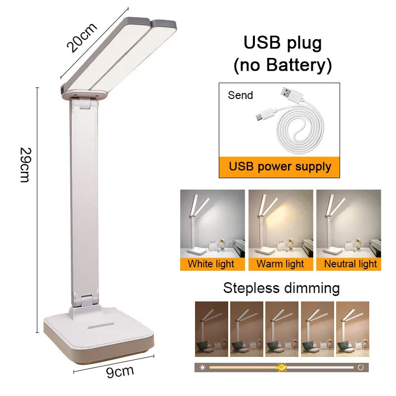 Karnz | LumiFold | LED Schreibtischlampe | 3 Helligkeitsstufen & Touch-Steuerung | USB wiederaufladbar & faltbar