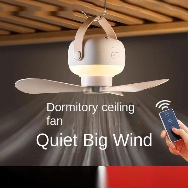 Tragbarer kabelloser Mini-Deckenventilator – USB-Ventilator mit Fernbedienung, Ständer, Nachtlicht für Zuhause, im Freien & Camping | Karnz