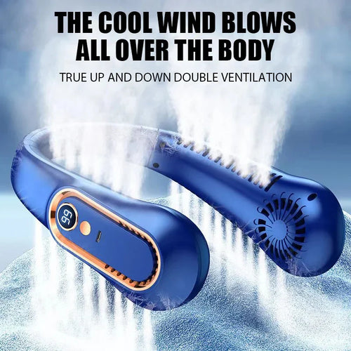 Tragbarer Mini bladelooser Nackenventilator mit Digitalanzeige - USB wiederaufladbarer Luftkühler für den Nacken, freihändiges Kühlerlebnis | Karnz