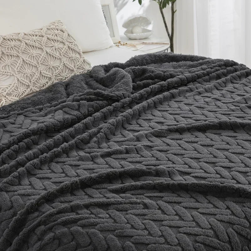 Karnz | Jacquard Fleece Decke CozyWeave | Einzelnes Layer & Doppelseitig | Weiche Tafu & Shu Baumwollfleece | Für Herbst & Winter