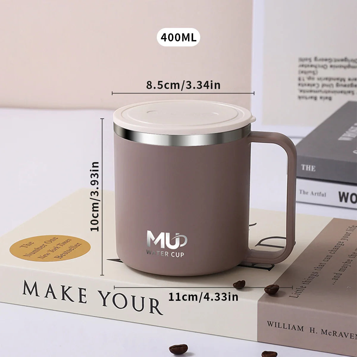 Isolierte Edelstahl Kaffeetasse mit Deckel | Karnz