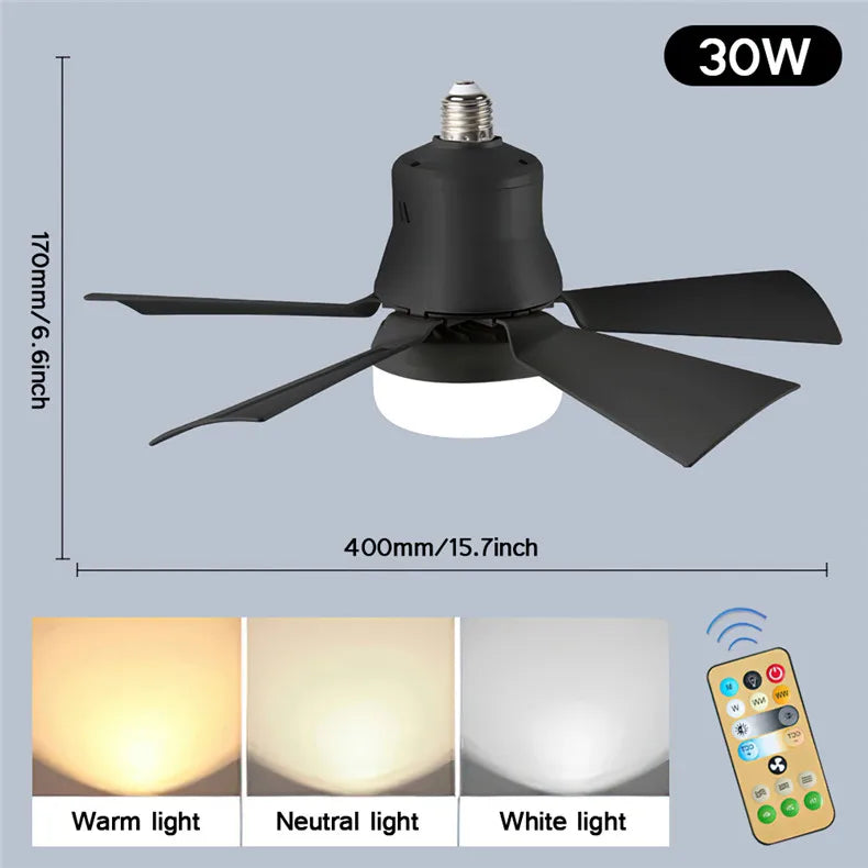 30W E27 Deckenventilator Licht mit Fernbedienung - LED Dimmfunktion, intelligenter leiser Ventilator für Schlafzimmer & Wohnzimmer | Karnz