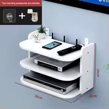 Karnz | SkyConnect Home | WLAN-Router Wandregal | Versteckter Kabel-Organizer & Steckdosenhalter | Schwebendes Regal für TV-Box & Mehr | Weiß | 40×12×8 cm