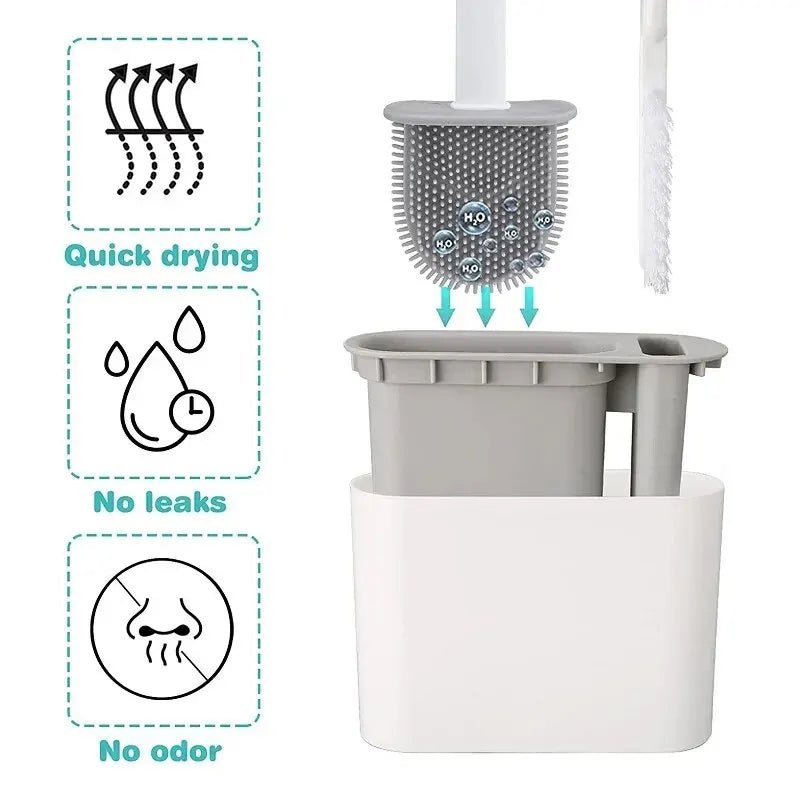 Karnz | Toilettenbürste HygieBrush DuoClean | 2-in-1 Silikon-WC-Bürstenset mit Wandhalterung | Antibakteriell & platzsparend