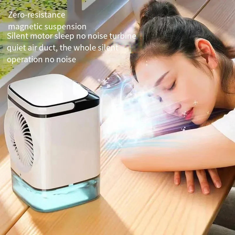 USB Tragbarer Mini-Luftkühler – 3-Geschwindigkeits-Desktop-Kühlventilator mit LED-Nachtlicht, Luftkühler für Zuhause, Büro und Camping | Karnz