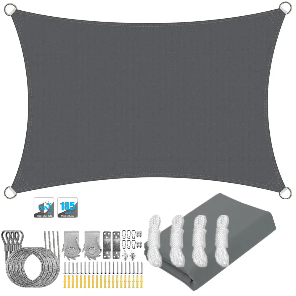 Wasserdichtes rechteckiges Sonnensegel mit UV-Schutz und Montagesatz – ShadeGuard