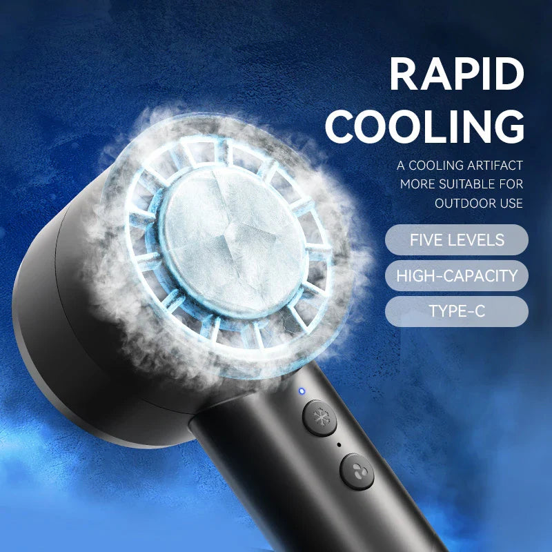 Stiller Hochgeschwindigkeits-USB-Handventilator – Tragbarer kleiner Ventilator mit LED-Display, hoher Windkraft und Kühlschrankfunktion | Karnz