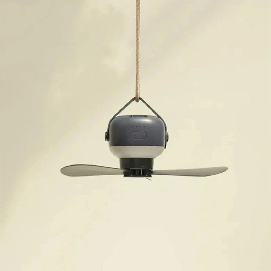Tragbarer kabelloser Mini-Deckenventilator – USB-Ventilator mit Fernbedienung, Ständer, Nachtlicht für Zuhause, im Freien & Camping | Karnz