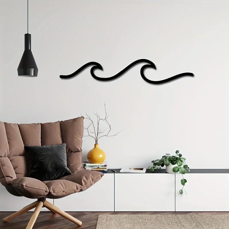 Minimalistische Metall-Ozeanwellenkunst 3D-Wanddekoration für Wohnzimmer Schlafzimmer modernes Wohndesign | Karnz