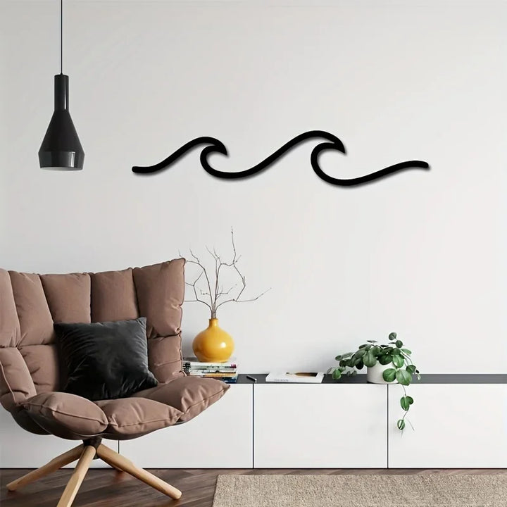 Minimalistische Metall-Ozeanwellenkunst 3D-Wanddekoration für Wohnzimmer Schlafzimmer modernes Wohndesign | Karnz