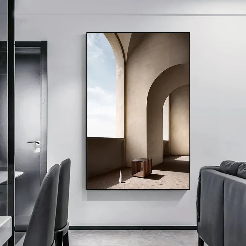 Minimalistische abstrakte architektonische Wandkunst feine Kunstleinwand Drucke Poster Bilder für moderne Apartment Wohnzimmer Büro Dekor | Karnz
