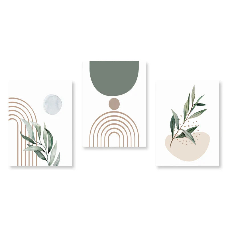 Set aus 3 Stück Modern Abstrakt Bohemian Minimalistisch Geometrisch Wandkunst Fein Kunst Leinwand Drucke Poster Bilder Für Wohnzimmer Dekor | Karnz