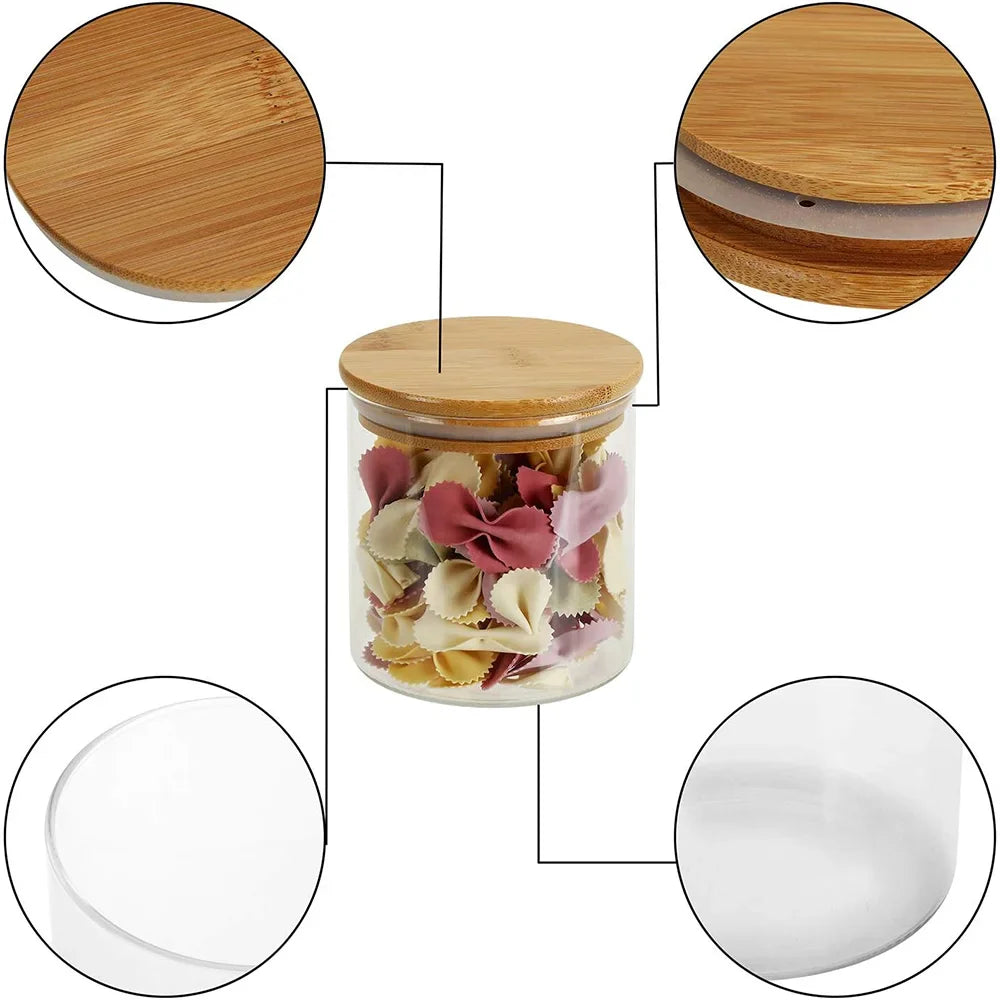 PureVorrat Glasbehälter Set – Vorratsdosen mit Holzdeckel | Luftdicht & Stilvoll | Moderne Küchenaufbewahrung | Karnz