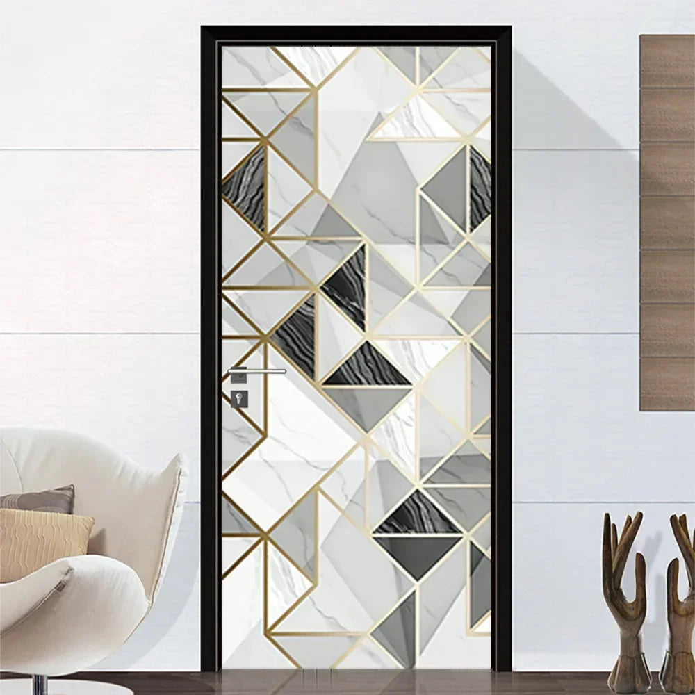 Moderne abstrakte Perlen geometrische Türaufkleber Mural abnehmbar PVC Vinyl Peel N Stick Wandkunst Mural Dekor für Innentüren Kreative DIY Wohnkultur | Karnz