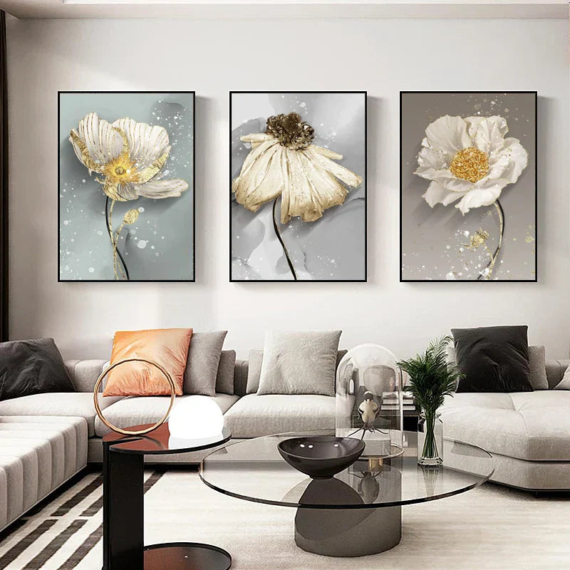 Moderne abstrakte Farbkleks Blumenwandkunst Fine Art Leinwanddrucke Poster elegante botanische Bilder für Wohnzimmer Dekor | Karnz