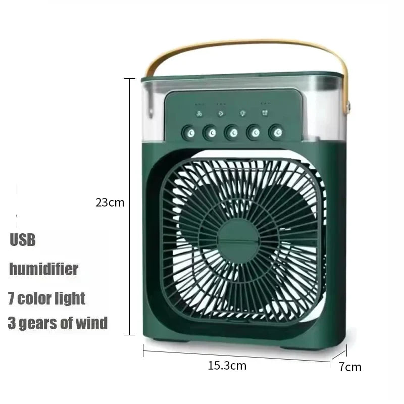 3-in-1 Mini-Luftkühler-Fan – Tragbarer Haushaltsklimaanlage mit LED-Nachtlicht, Luftbefeuchter und einstellbarem Luftstrom für Zuhause & Büro | Karnz