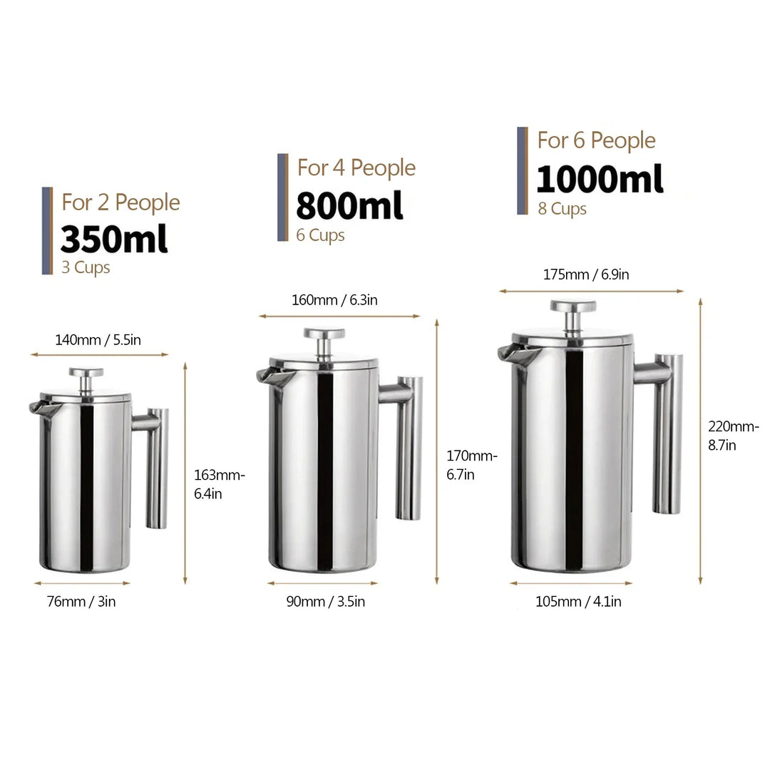 French-Press-Kaffeebereiter aus Edelstahl