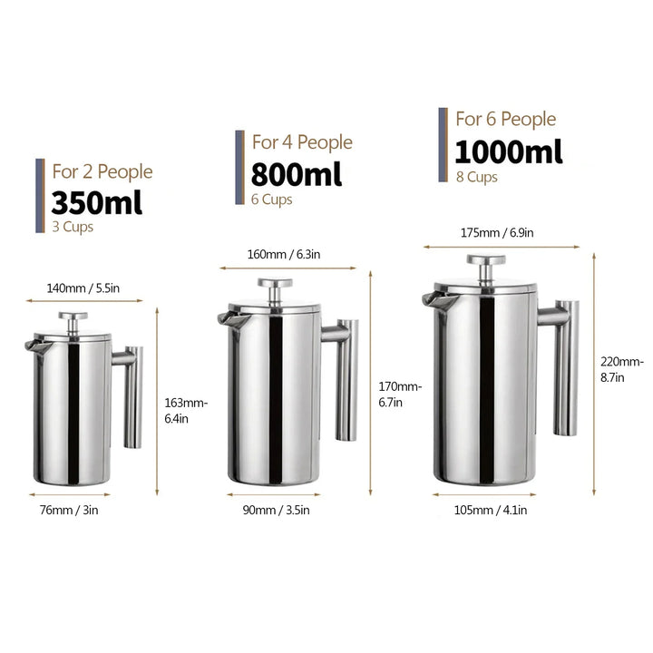 French-Press-Kaffeebereiter aus Edelstahl