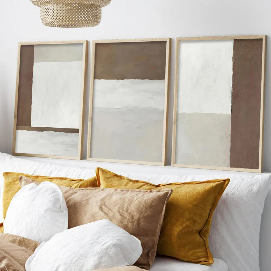 Abstrakt Braun Grau Beige Minimalistisch Geometrische Wandkunst Fein Kunst Leinwanddrucke Neutrale Farben Bilder Für Modernes Wohnzimmer Wohnkultur | Karnz