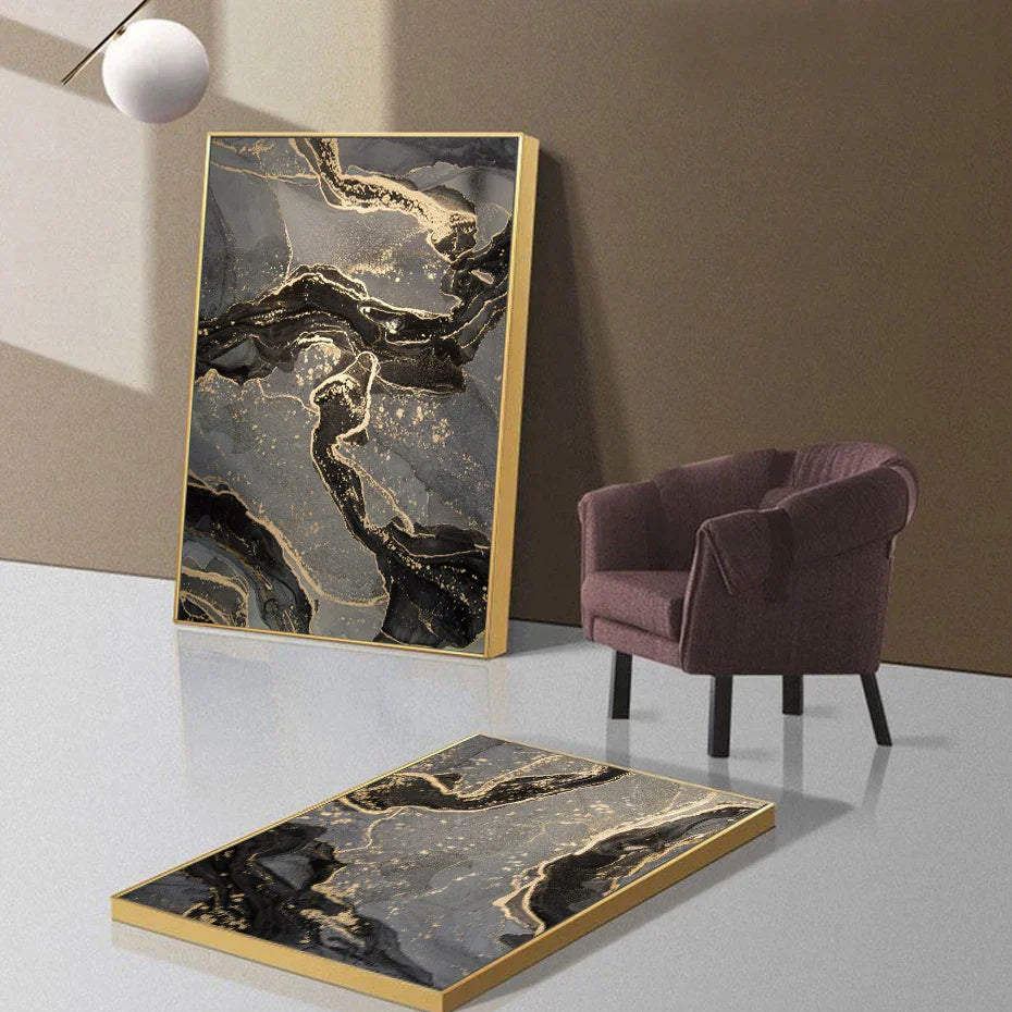Abstrakte Schwarze Graue Goldene Flüssige Marmorprint Wandkunst Feine Kunst Leinwanddrucke Bilder Für Moderne Wohnung Wohnzimmer Home Office Dekor | Karnz