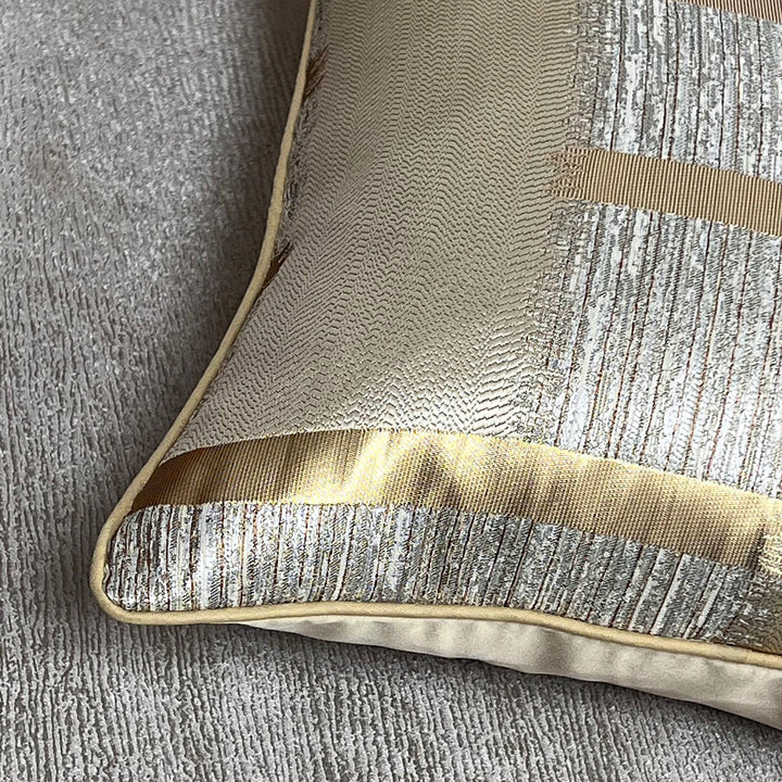 Glänzende Goldene Silber Streifen Jacquard Kissenbezüge 45x45cm Kissenbezüge Quadratischer Bezug Für Sofa Wurfkissen Licht Luxus Nordic Wohnkultur | Karnz