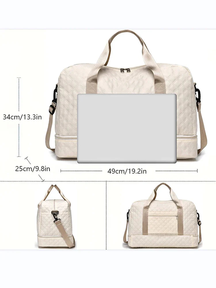 Karnz | Raumio TravelFlex Leichte Reisetasche mit Rautenmuster | Große Sport- & Wochenendtasche mit Schuhfach & Nassfach | Handgepäcktauglich & faltbar