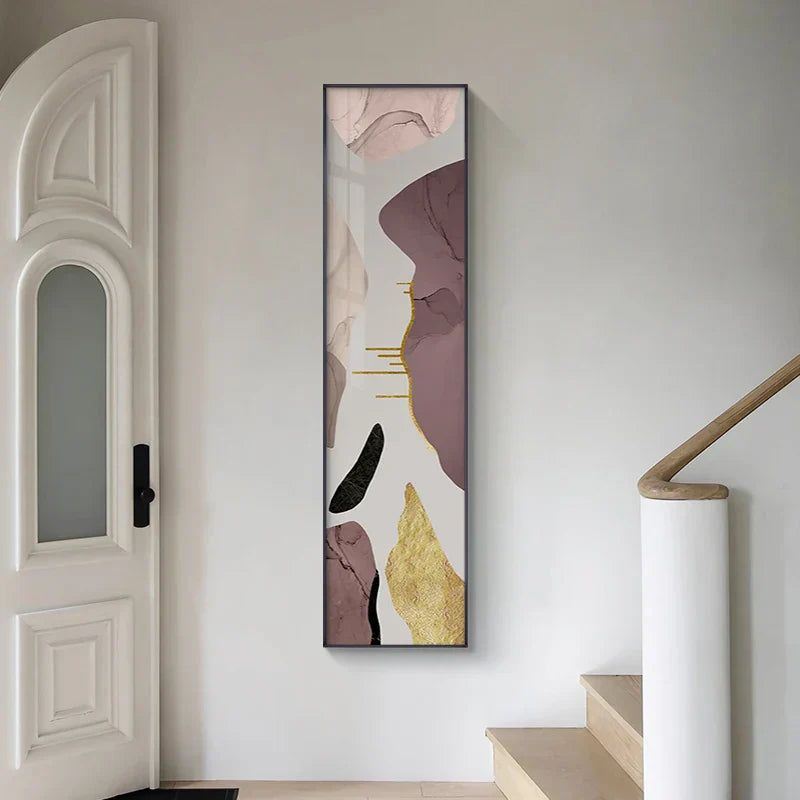 Farbenfrohe nordische abstrakte Wandkunst im Hochformat feine Kunst Leinwanddrucke für Eingangsflur Wohnzimmer Flur kreatives modernes Innendesign | Karnz