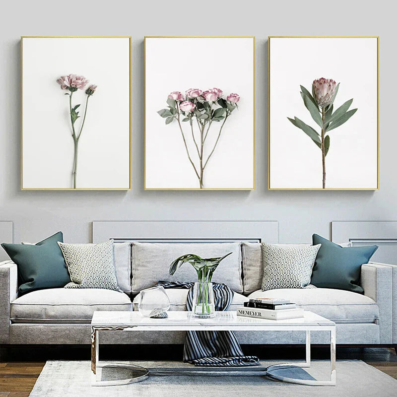Minimalistische Pinke Florale Botanische Wandkunst Feine Kunstleinwanddrucke Posten Elegante Bilder Für Nordic Wohnzimmer Esszimmer Schlafzimmer Kunst Dekor | Karnz