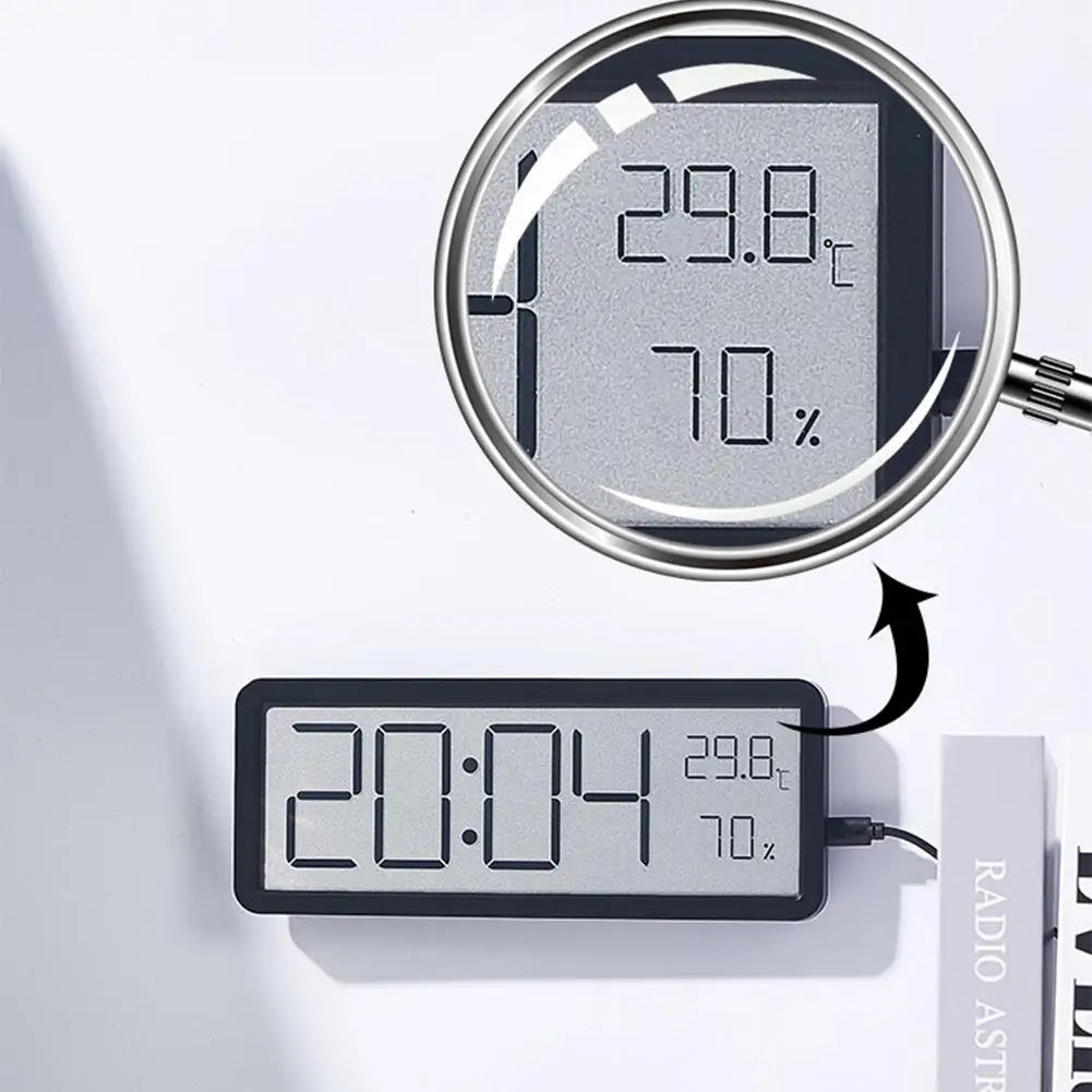 Große Digitale Wanduhr mit Temperatur- und Luftfeuchtigkeitsanzeige – Perfekt für Wohnzimmer, Schlafzimmer und Büro | Karnz