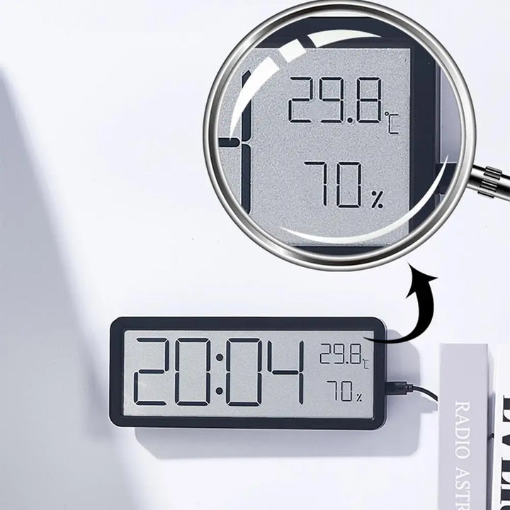 Große Digitale Wanduhr mit Temperatur- und Luftfeuchtigkeitsanzeige – Perfekt für Wohnzimmer, Schlafzimmer und Büro | Karnz