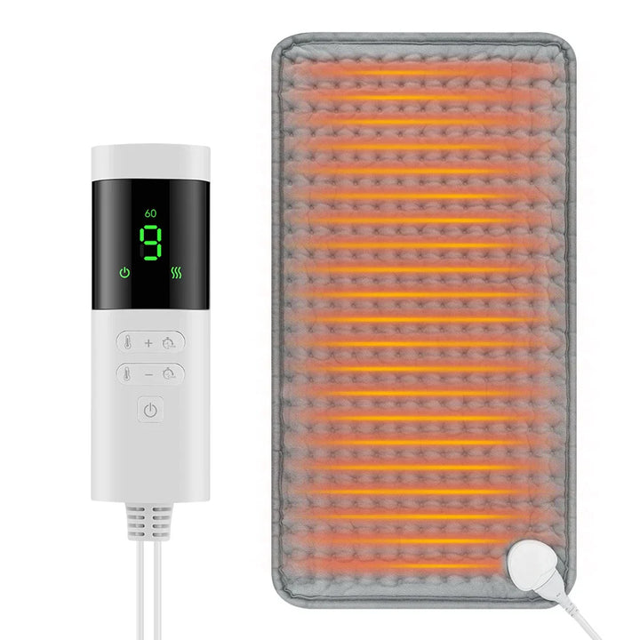 Karnz | ThermaEase Elektrisches Heizkissen | 9 Temperaturstufen & 4 Timer-Modi | 30×60 cm | Waschbar & Schnelles Heizen | Für Rücken, Bauch & Beine