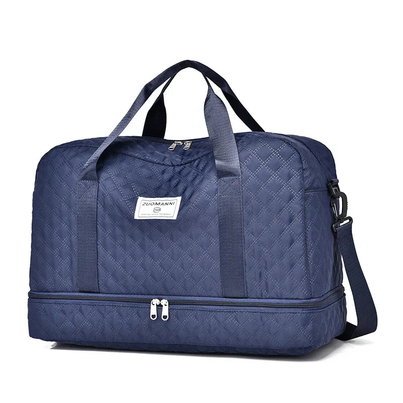 Karnz | Raumio TravelFlex Leichte Reisetasche mit Rautenmuster | Große Sport- & Wochenendtasche mit Schuhfach & Nassfach | Handgepäcktauglich & faltbar