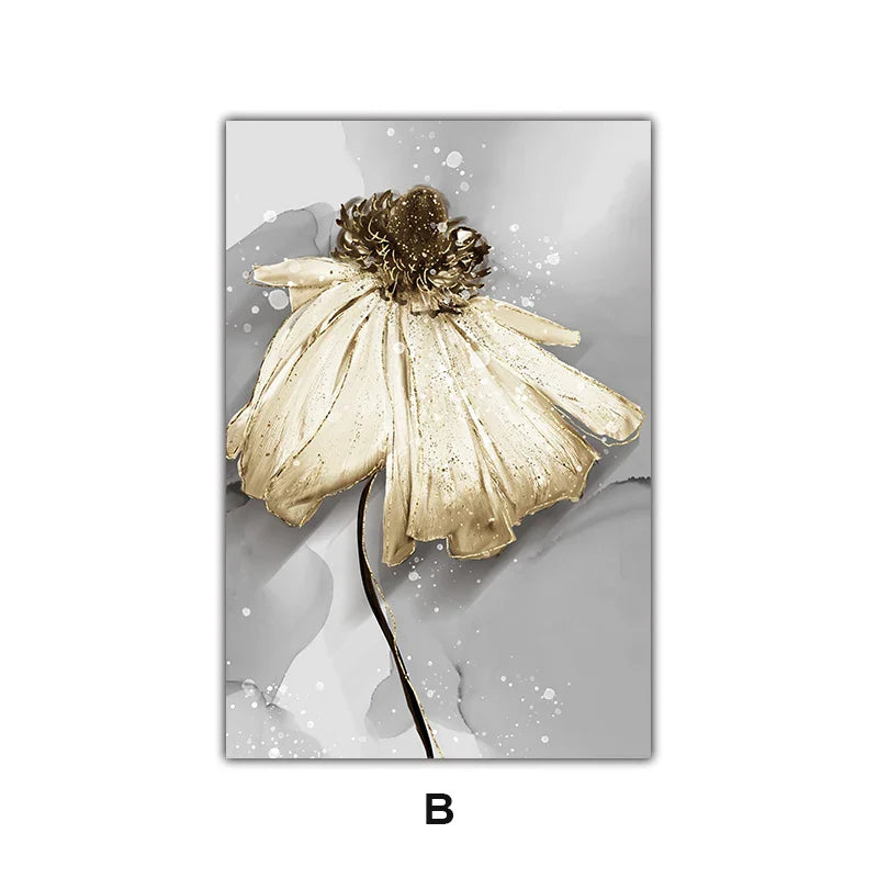 Moderne abstrakte Farbkleks Blumenwandkunst Fine Art Leinwanddrucke Poster elegante botanische Bilder für Wohnzimmer Dekor | Karnz