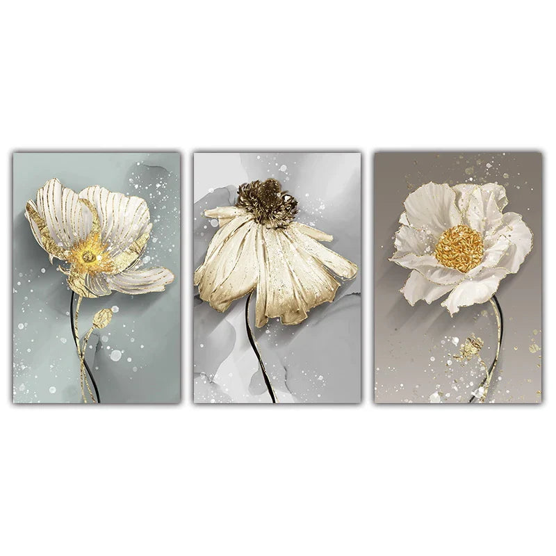 Moderne abstrakte Farbkleks Blumenwandkunst Fine Art Leinwanddrucke Poster elegante botanische Bilder für Wohnzimmer Dekor | Karnz