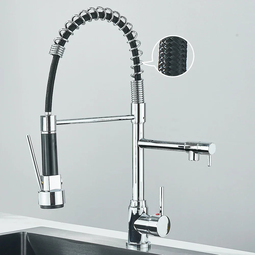 Wasserhahn mit Doppeltem Auslauf – Hochwertiger Wasserhahn für Flexibles Spülen, Schwenkbar, Ideal für Moderne Küchen, Leicht zu Reinigen und Einfache Montage | Karnz