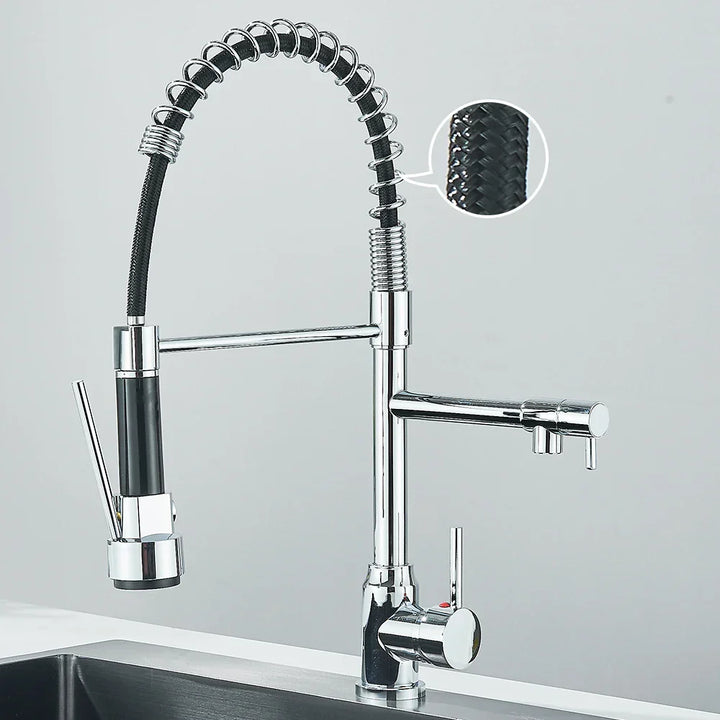 Wasserhahn mit Doppeltem Auslauf – Hochwertiger Wasserhahn für Flexibles Spülen, Schwenkbar, Ideal für Moderne Küchen, Leicht zu Reinigen und Einfache Montage | Karnz