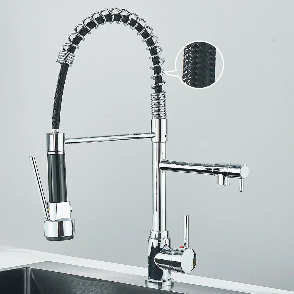 Wasserhahn mit Doppeltem Auslauf – Hochwertiger Wasserhahn für Flexibles Spülen, Schwenkbar, Ideal für Moderne Küchen, Leicht zu Reinigen und Einfache Montage | Karnz