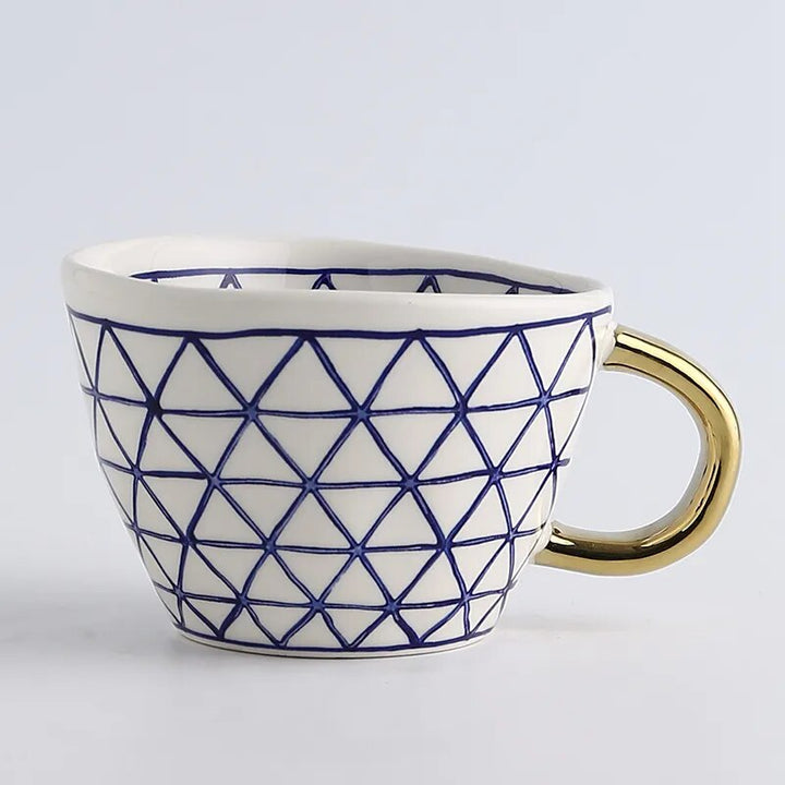 Premium Geometrische Keramiktasse mit Goldgriff – Erheben Sie Ihr tägliches Getränk