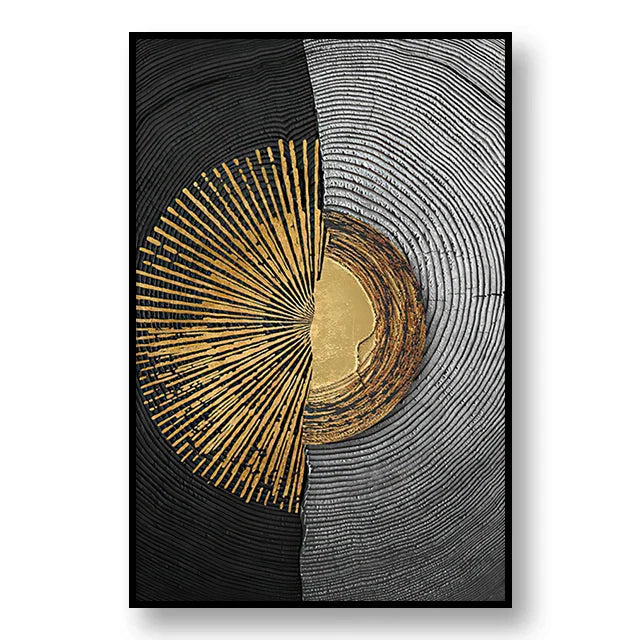 Abstrakte schwarze goldene Baumringe Wandkunst Fine Art Leinwanddrucke Licht Luxus Bilder für Wohnzimmer Foyer Eingangsbereich Empfangsraum Kunst Dekor