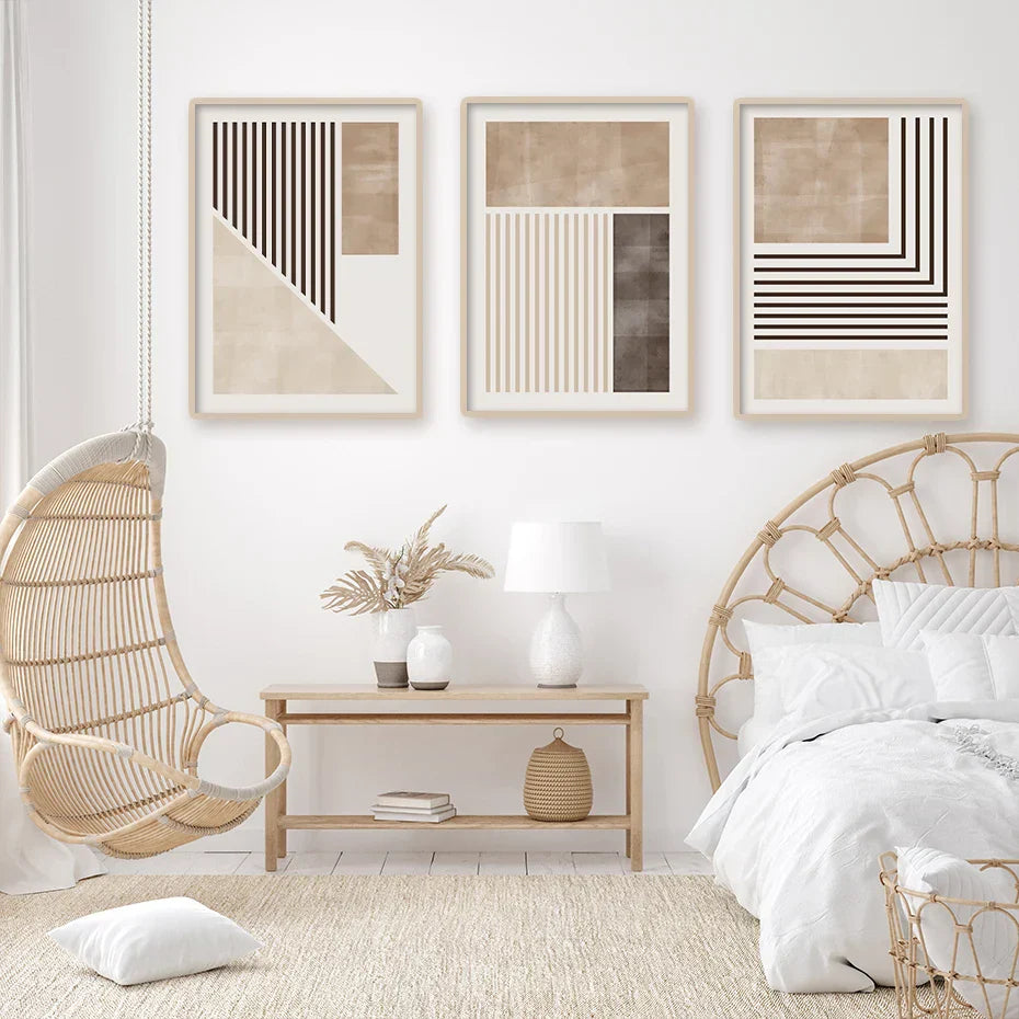 Braun Beige Farbblock Geometrische Wandkunst Fine Art Leinwanddrucke Abstrakte Minimalistische Bilder Für Modernes Wohnzimmer Schlafzimmer Kunst Dekor | Karnz