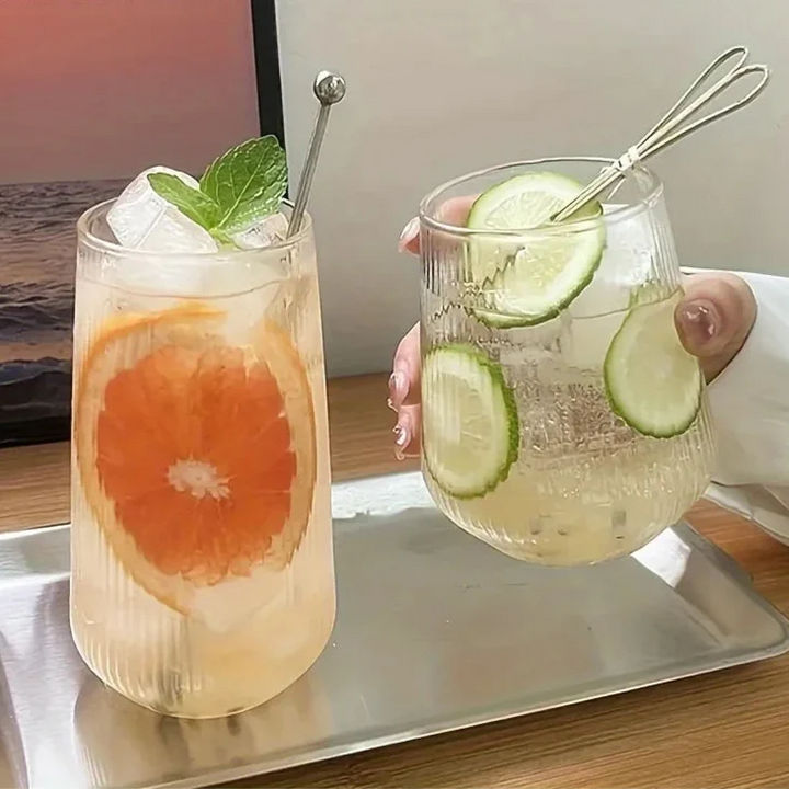 Gerundete gerippte Gläser 4-Teiliges Set Karnz