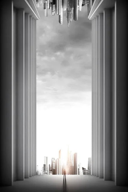 Moderne geometrische architektonische Landschaften Wandkunst Fine Art Leinwanddrucke Bilder für Studio, Home Office, Eingangsbereich Inspirierende Kunstdeko | Karnz