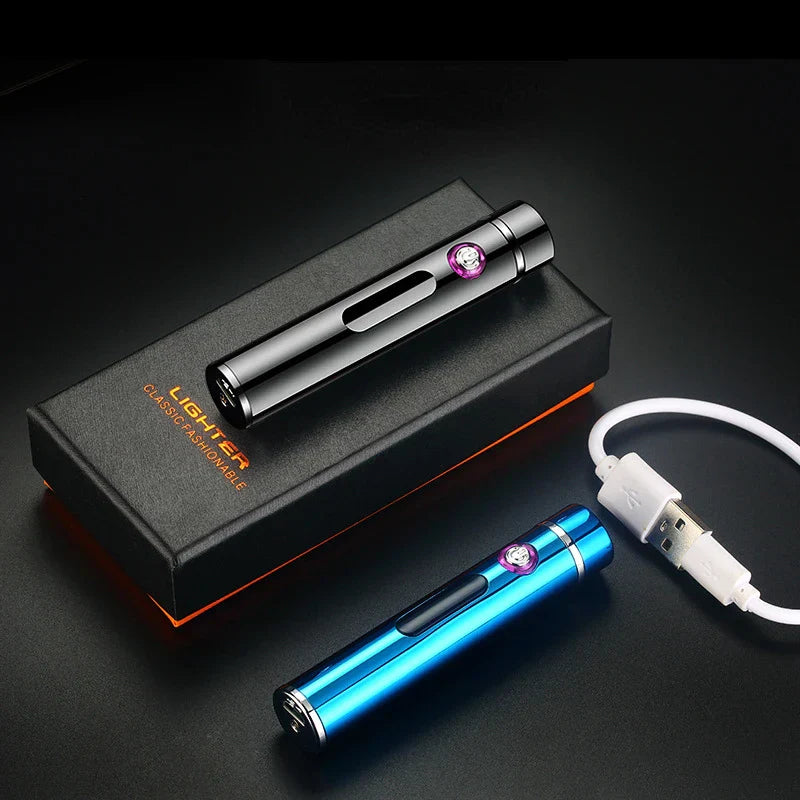 Karnz | Voltrino Zylinder USB-Feuerzeug | Doppelbogen-Technologie | Wiederaufladbar & winddicht | Edelmetallgehäuse für Männer