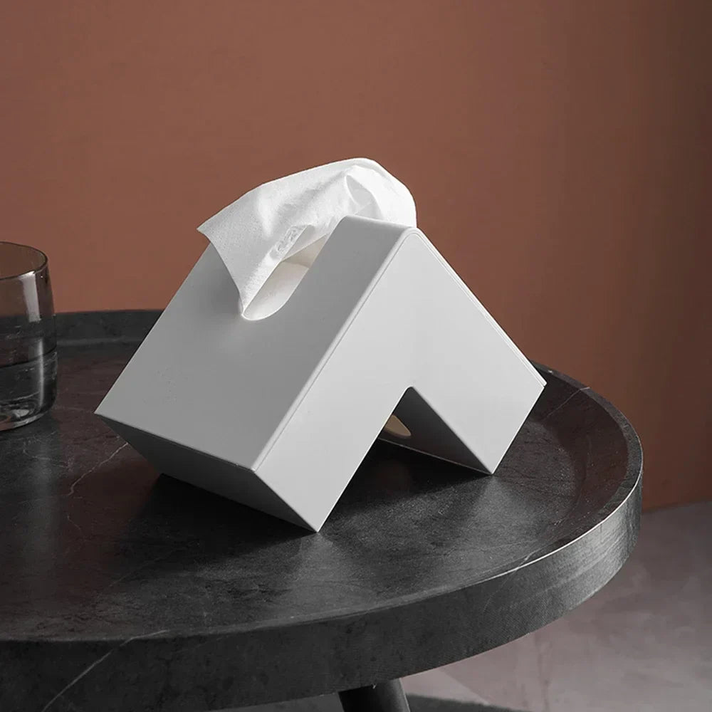 Minimalist Abstract L-förmiger skulpturaler Taschentuchspender für Wohnzimmer Kaffeetisch Küche Arbeitsplatte Desktop Nordic Stil Wohnkultur | Karnz