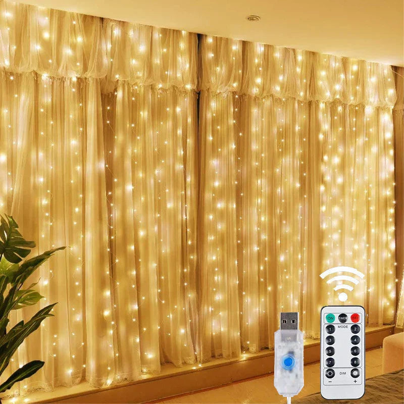 Lichtervorhang LED – USB-gesteuerte Lichterkette für Fenster und Zimmerdeko | Karnz