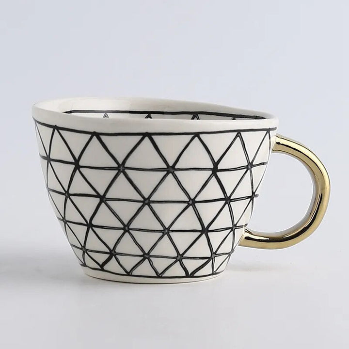 Premium Geometrische Keramiktasse mit Goldgriff – Erheben Sie Ihr tägliches Getränk
