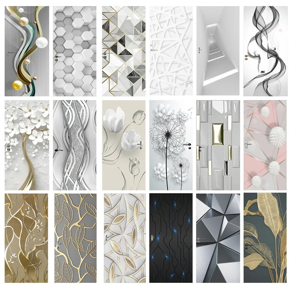 Moderne abstrakte Perlen geometrische Türaufkleber Mural abnehmbar PVC Vinyl Peel N Stick Wandkunst Mural Dekor für Innentüren Kreative DIY Wohnkultur | Karnz