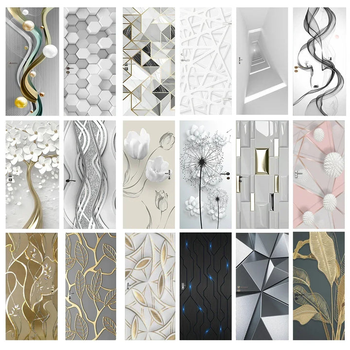 Moderne abstrakte Perlen geometrische Türaufkleber Mural abnehmbar PVC Vinyl Peel N Stick Wandkunst Mural Dekor für Innentüren Kreative DIY Wohnkultur | Karnz