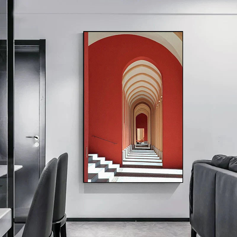 Minimalistische abstrakte architektonische Wandkunst feine Kunstleinwand Drucke Poster Bilder für moderne Apartment Wohnzimmer Büro Dekor | Karnz