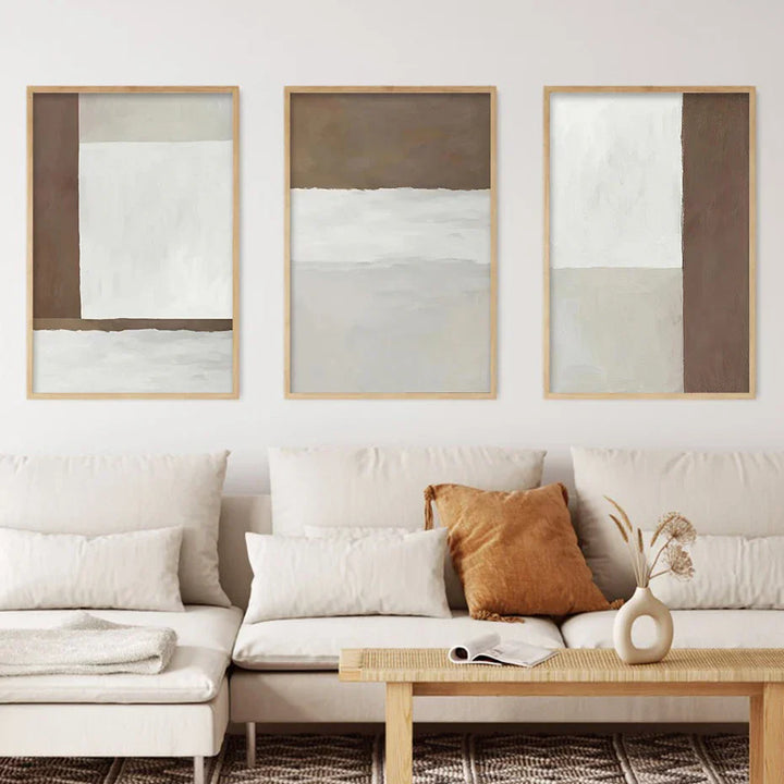 Abstrakt Braun Grau Beige Minimalistisch Geometrische Wandkunst Fein Kunst Leinwanddrucke Neutrale Farben Bilder Für Modernes Wohnzimmer Wohnkultur | Karnz